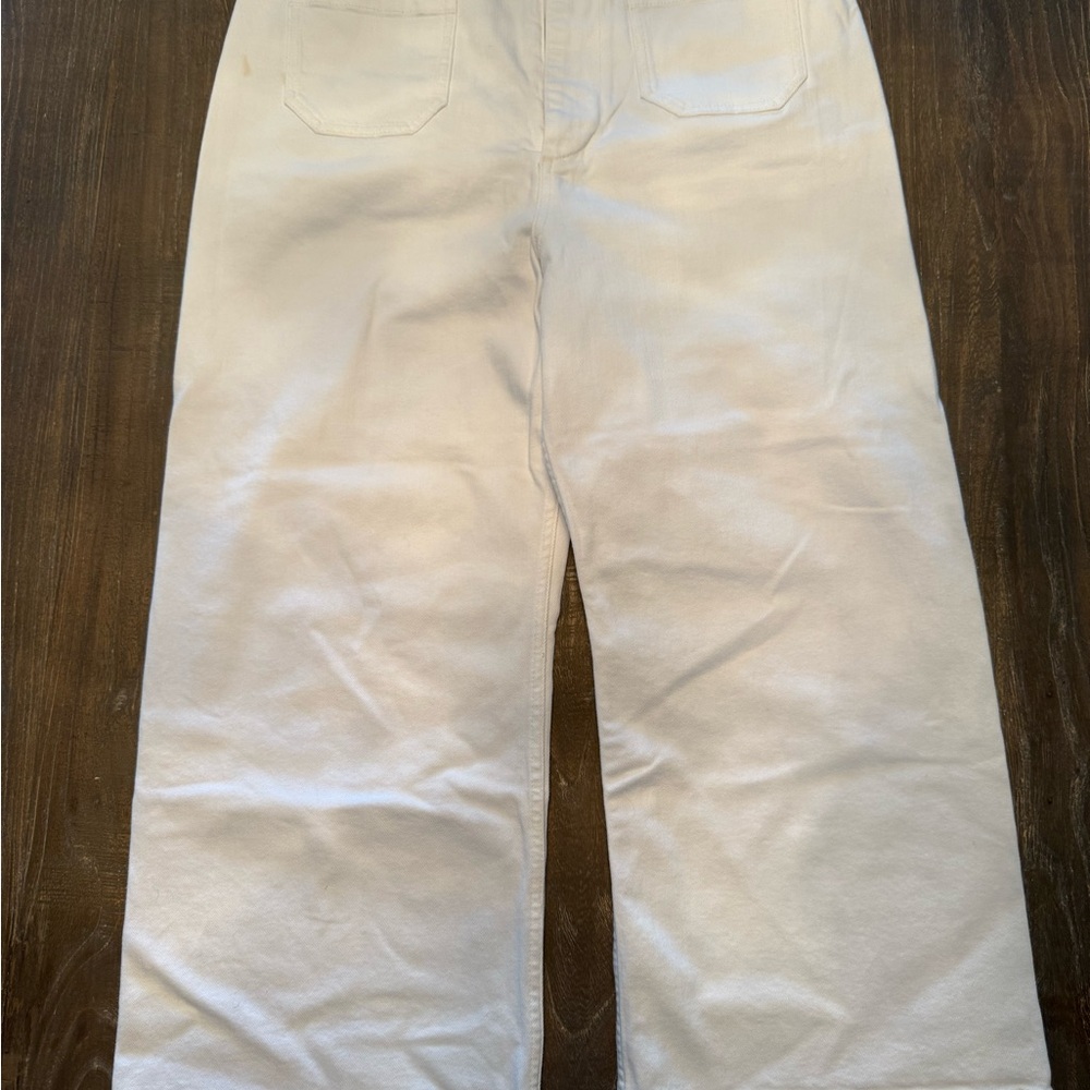 White Wide-Leg jeans by Maeve. Style-Colette